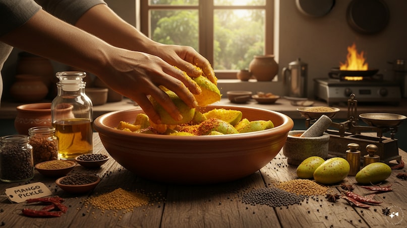 How To Make Mango Pickle: गर्मियों के आते ही हर घर की रसोई में कच्चे आम के अचार की खुशबू फैलने लगती है. आम का अचार भारतीय खाने का एक अहम हिस्सा है, जो दाल-चावल या पराठे जैसे सादे खाने का स्वाद भी कई गुना बढ़ा देता है. अगर आपको लगता है कि आम का अचार बनाने में कई दिन लगते हैं, तो ऐसा नहीं है सही सामग्री और आसान तरीके से आप सिर्फ़ तीन दिनों में बाज़ार जैसा स्वादिष्ट आम का अचार बना सकते हैं. आइए, इस आसान रेसिपी पर एक नज़र डालते हैं...
