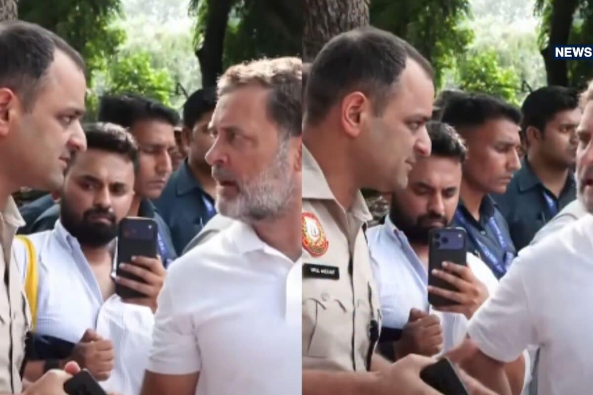 हाथ जोड़ कर समझाता रहा पुलिसवाला टस से मस नहीं हुए राहुल गांधी देखें PM आवास के बाहर धरने का वीडियो