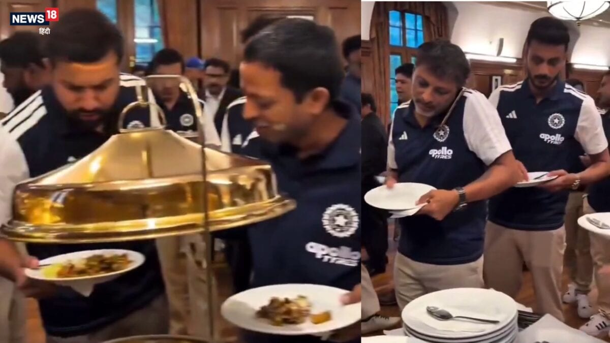 लाइन लगाकर दाल-चावल खाते दिखे रोहित शर्मा और गौतम गंभीर, वीडियो हो गया वायरल लाइन लगाकर दाल-चावल खाते दिखे रोहित शर्मा और गौतम गंभीर, वीडियो हो गया वायरल