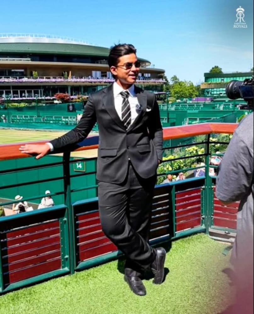 Vaibhav Sooryavanshi, Vaibhav Sooryavanshi black suit, Vaibhav Sooryavanshi black sunglasses, Vaibhav Sooryavanshi Wimbledon, Vaibhav Sooryavanshi Wimbledon photos, Vaibhav Sooryavanshi Wimbledon abhishek Sharma, Vaibhav Sooryavanshi tennis, Vaibhav Sooryavanshi attend Wimbledon final, Vaibhav Sooryavanshi, Vaibhav Sooryavanshi Wimbledon final, Vaibhav Sooryavanshi tennis 