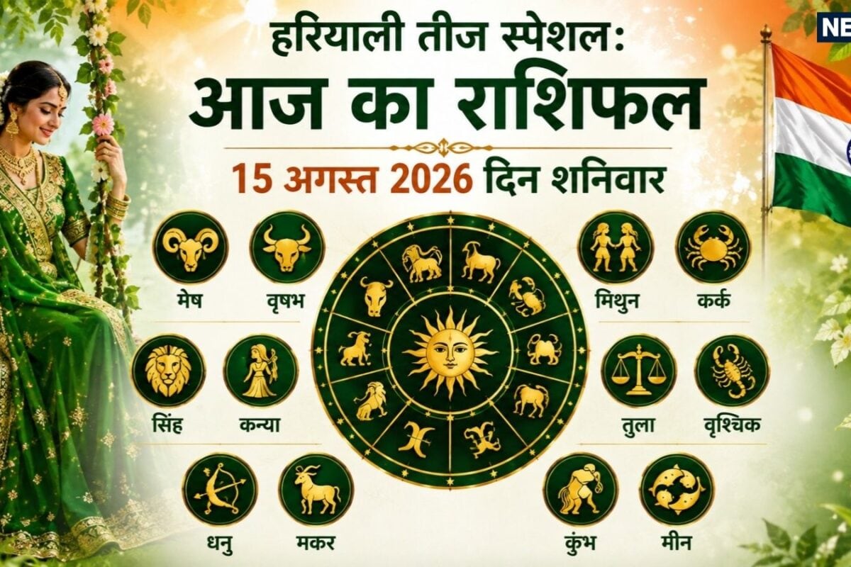 Aaj Ka Rashifal 15 August 2026: मकर मीन समेत 6 राशियों को हरियाली तीज पर होगा धन लाभ कन्या समेत 3 राशि वाले आर्थिक मामलों में सावधानी बरतें! पढ़ें अपना राशिफल