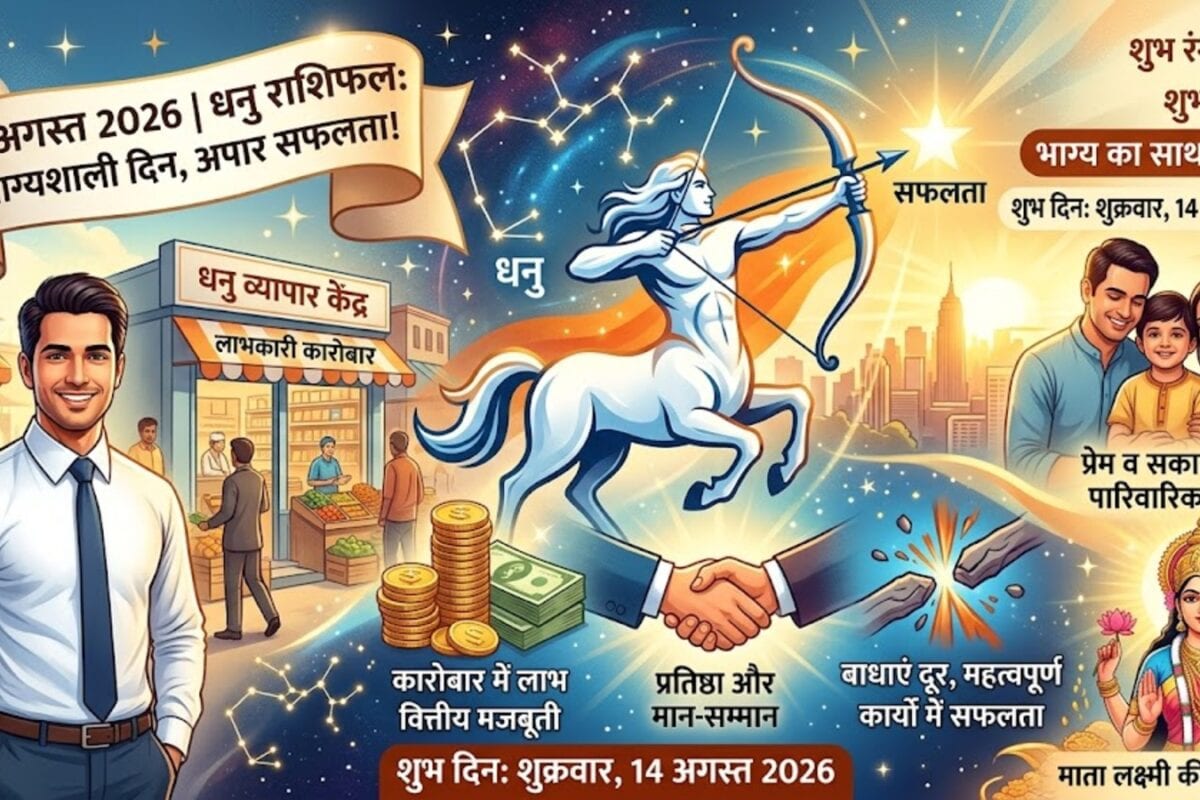 Dhanu Rashi 14 August: माता लक्ष्मी की बरसेगी कृपा: धनु राशि वालों को मिलेगा भाग्य का पूरा साथ जानें राशिफल