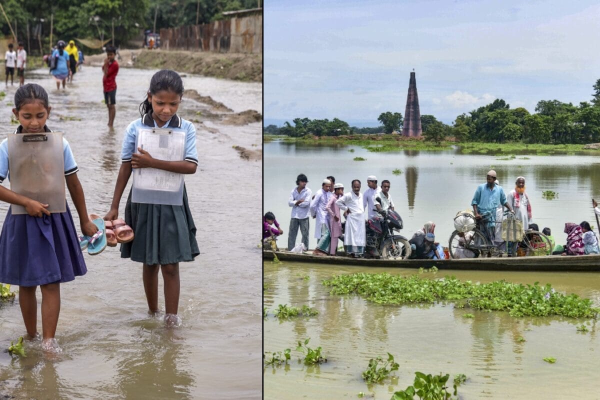 Assam Flood Photos: हाथ में चप्पल सीने से लिपटी किताबें असम में बाढ़ के दर्द को बयां करती 7 तस्वीरें