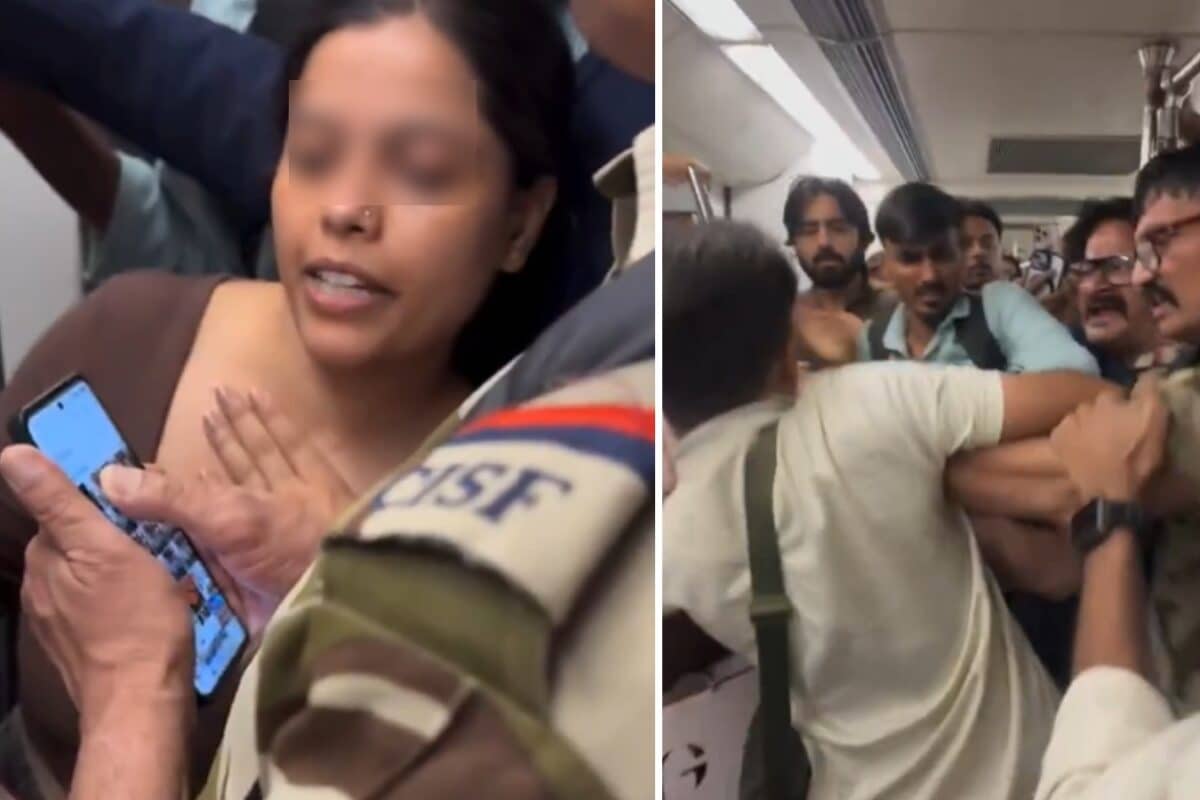 ये क्या है भैया मेट्रो ट्रेन में CISF जवान ने की ऐसी हरकत देखकर भड़क गई लड़की खूब हुई छीना झपटी