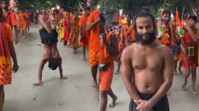 बाप रे बाप! पैर नहीं हाथों के बल 105 KM की यात्रा कर रहे राजकुमार, भक्तों ने दिया बिच्छू बम का नाम 20 दिन में पहुंचेंगे बाबा बैद्यनाथ के दरबार ...