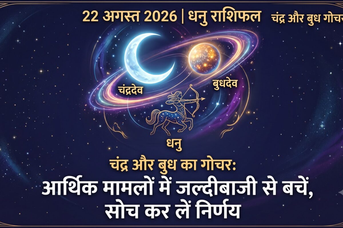 Dhanu Rashifal 22 August 2026: चंद्र-बुध का बड़ा गोचर! आर्थिक मामलों में जल्दबाजी से बचें सोच-समझकर लें फैसला