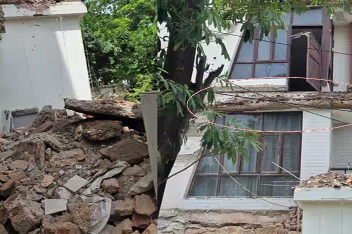 गुरुग्राम के सुंशात लोक में मकान के थर्ड फ्लोर की बालकनी ढही मालिक और ठेकेदार घायल 30 साल पुराने घर बन रहे आफत