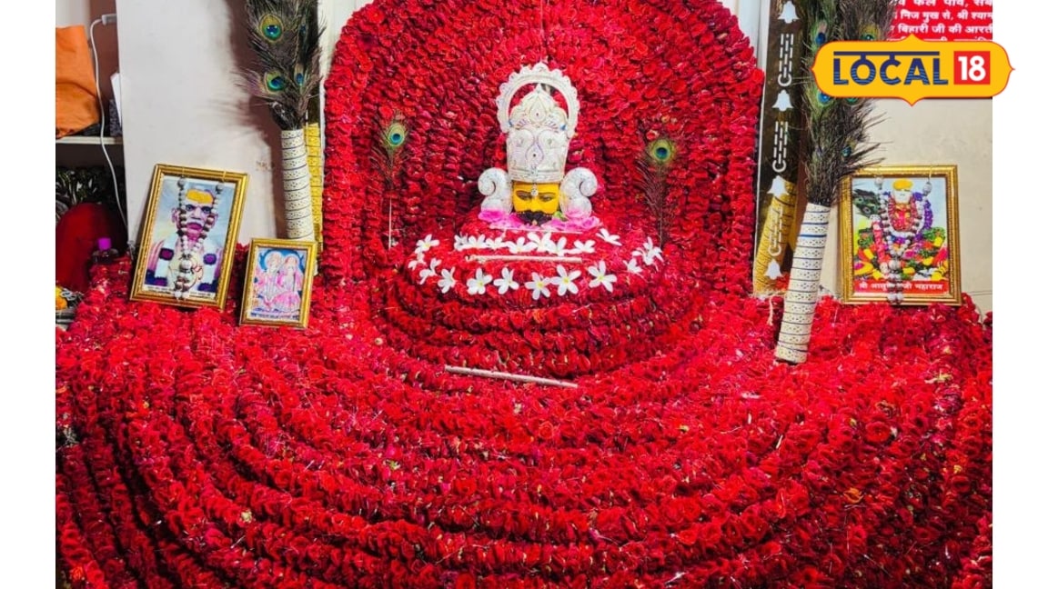 लाल गुलाबों से सजे बाबा श्याम जोधपुर के मंछापूर्ण महादेव मंदिर में हुआ भव्य श्रृंगार दर्शन को उमड़े भक्त
