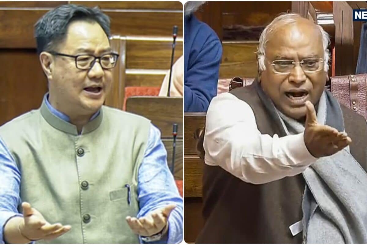 राम मंदिर के विरोध में थी कांग्रेस चढ़ावा विवाद पर रिजिजू ने खरगे को दिया जवाब राज्यसभा की कार्यवाही ठप