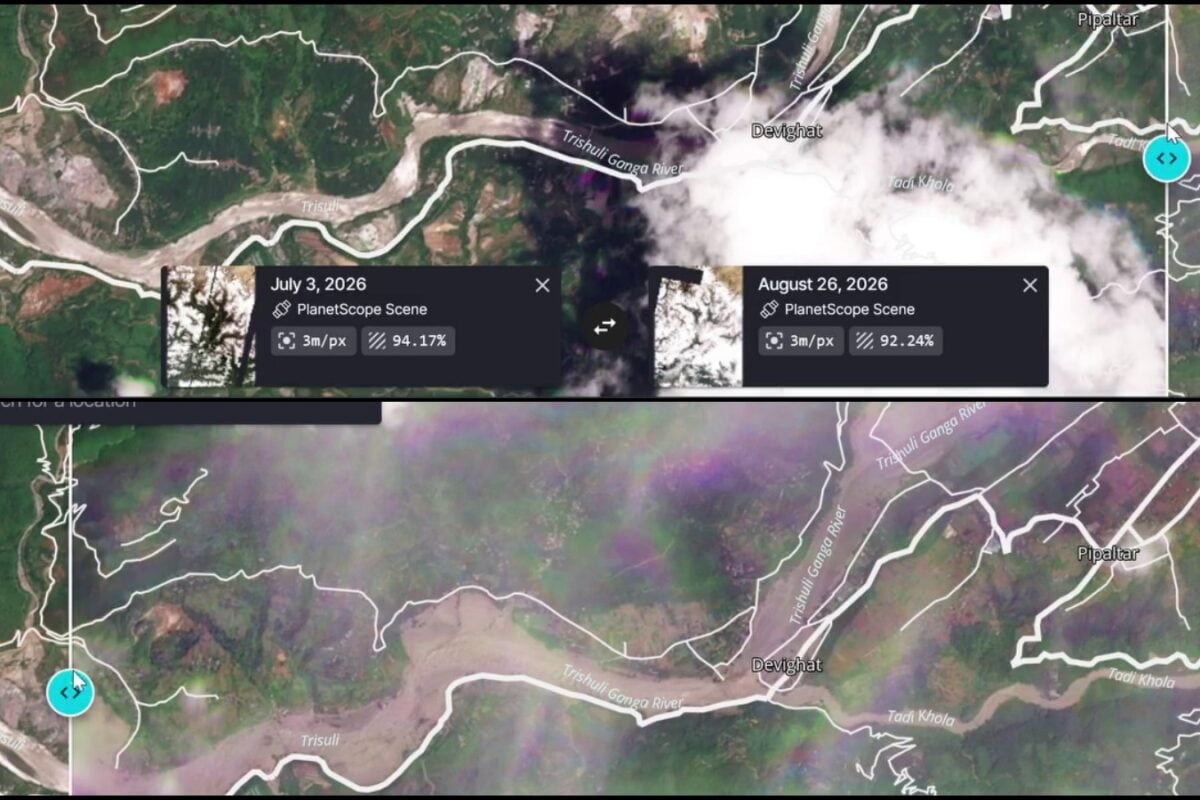नेपाल-चीन बॉर्डर पर गिरी विशाल चट्टान तो ल्हेंडे नदी में आई सुनामी, सैटेलाइट तस्वीरों ने खोला