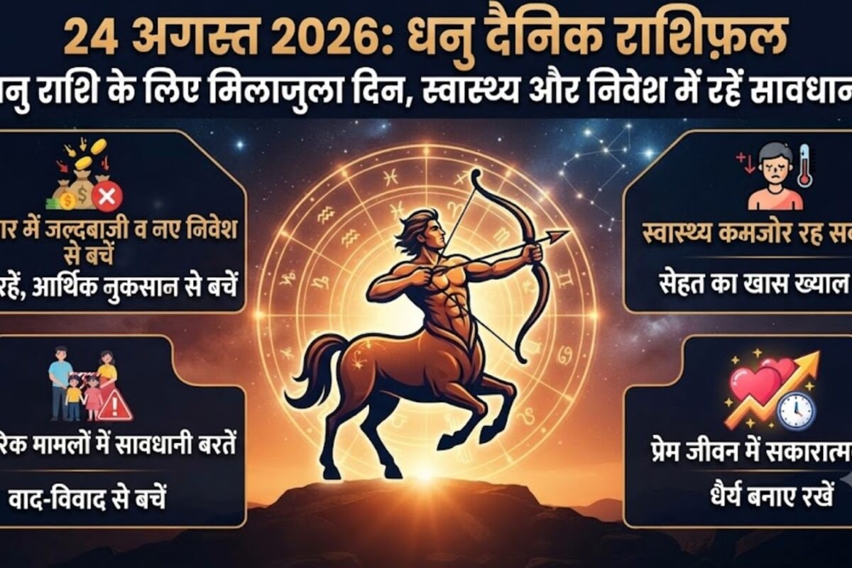 Dhanu Rashifal 24 August: धनु राशि के लिए मिलाजुला दिन स्वास्थ्य और निवेश में रहें सावधान!