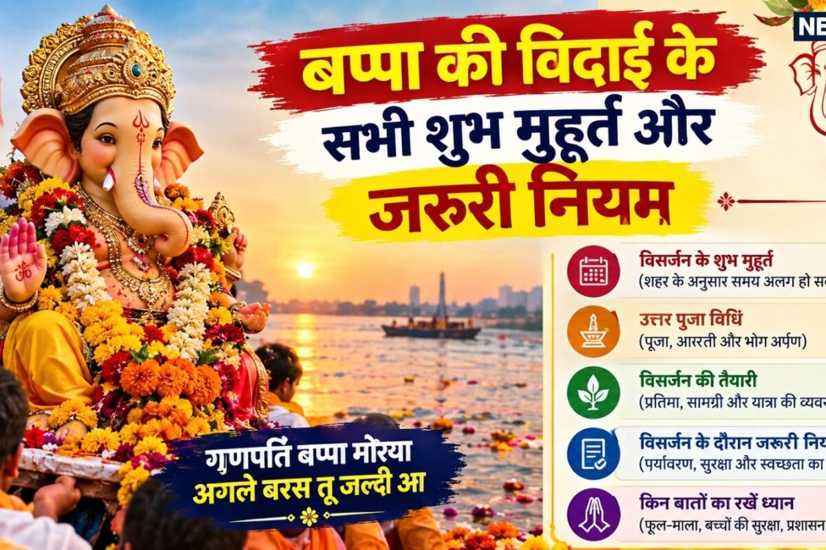 Ganesh Visarjan Shubh Muhurat 2026: अनंत चतुर्दशी पर आज गणेश विसर्जन विदाई पोटली के साथ जानें बप्पा की उत्तर पूजा की सही विधि और विसर्जन का महामुहूर्त