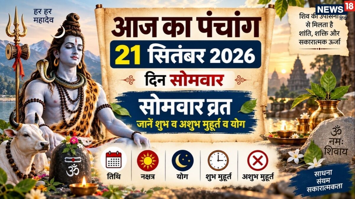 21 सितंबर का पंचांग: सोमवार व्रत और शिव पूजा का शुभ दिन