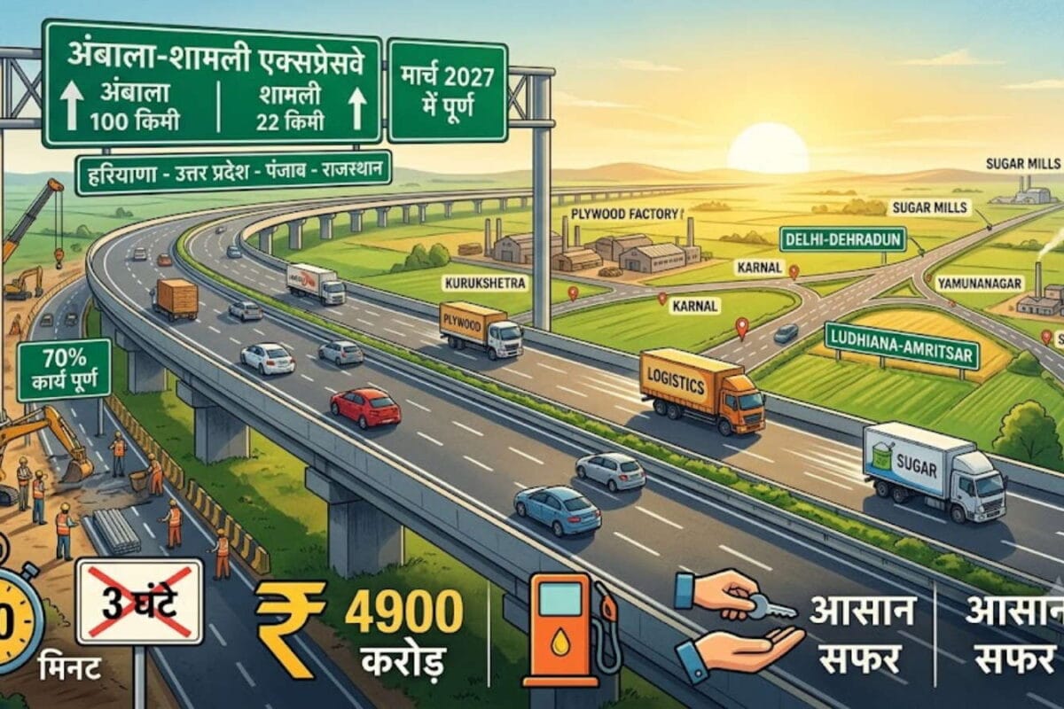 4900 करोड़ से तैयार हो रहा अंबाला-शामली 6-लेन एक्सप्रेसवे, सिर्फ 1.5 घंटे में पूरा होगा सफर, 4 राज्यों की बदल जाएगी रफ्तार