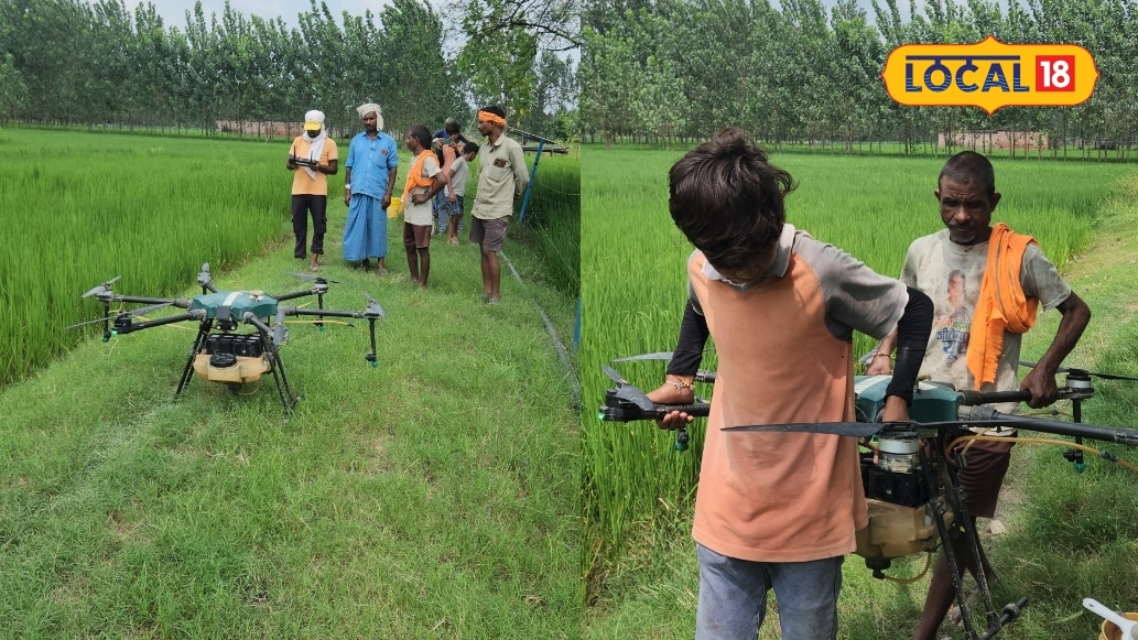 बहराइच में ड्रोन उड़ाकर भीष्म पितामह बचा रहे किसानों की फसल खर्चा 400 रूपये प्रति एकड़ जाने पूरी प्रक्रिया