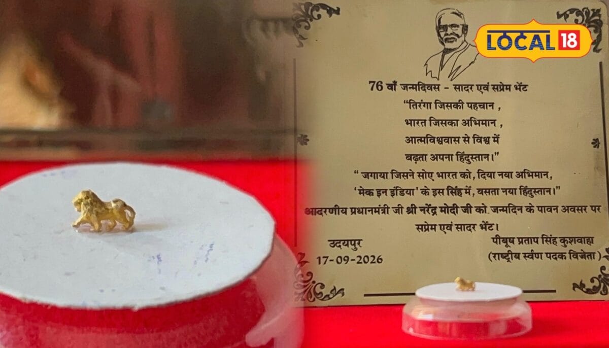 प्रधानमंत्री मोदी के जन्मदिन पर उदयपुर के पियूष ने सोने से बनाया अति सूक्ष्म 'मेक इन इंडिया' मॉडल