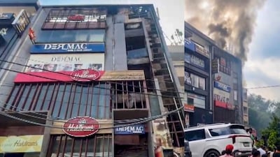दिल्ली: मॉडल टाउन की बहुमंजिला इमारत में आग लगी, 30 लोगों को बाहर निकाला गया. (PTI Photo)