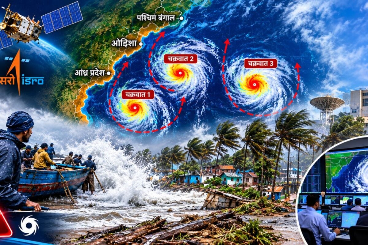 2026 के अंत से पहले तबाही की आहट कहर मचाएंगे 3 साइक्लोन ISRO की बंगाल की खाड़ी से अरब सागर तक चेतावनी