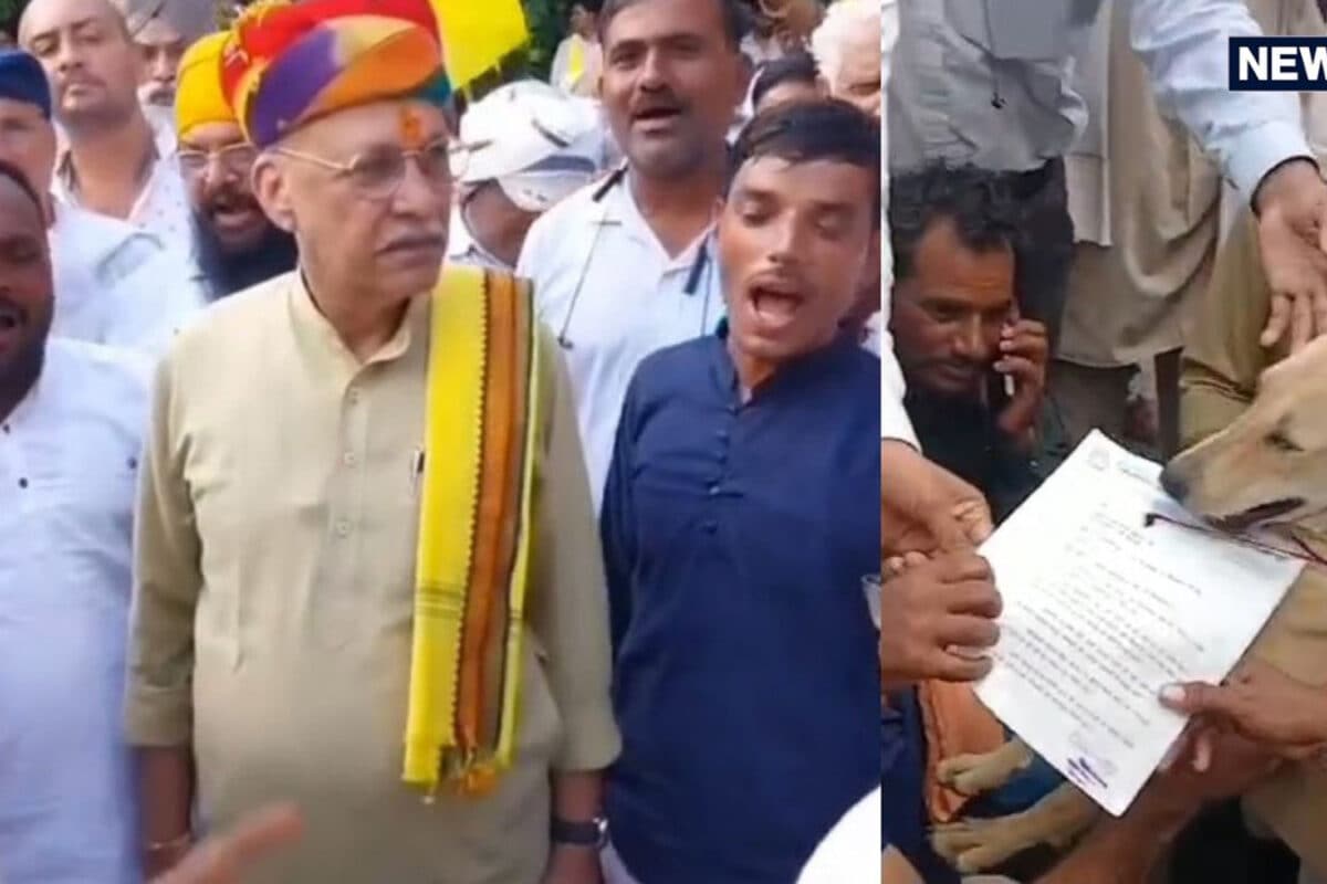 खंडवा में किसानों का अनोखा प्रदर्शन, कलेक्टर ज्ञापन लेने नहीं आए तो कुत्ते के गले में बांधा पत्र, जानें मांगें