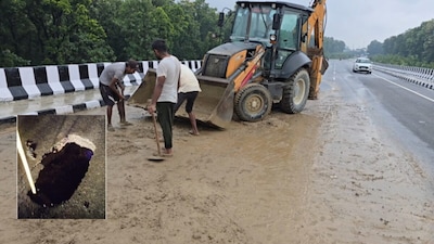 84 Crore Gola Overbridge Develops 12-Foot Pit, Covered Overnight, Construction Quality Questioned