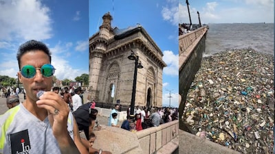 समुद्र में कचरा देखकर विदेशी शख्स का रिएक्शन(फोटो:Instagram-@ankonroad2)