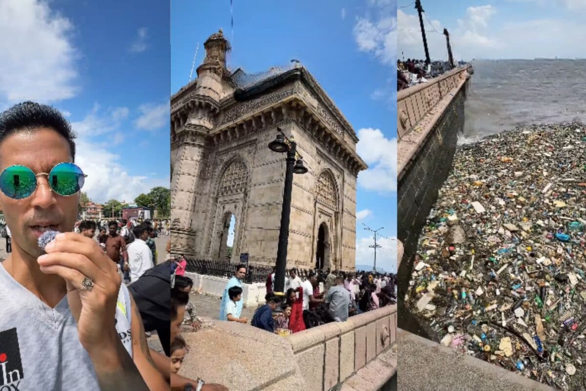 Gateway Of India देखने पहुंचा विदेशी, समुद्र में तैरती गंदगी देख हुआ हैरान, बोला- 'ये नॉर्मल नहीं है'