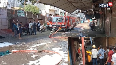 कोटा के गुमानपुरा स्थित शॉपिंग सेंटर मोटर मार्केट में अचानक भीषण आग लग गई