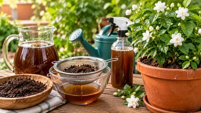मोगरे में फूलों के लिए चायपत्ती का लिक्विड फर्टिलाइजर (इमेज AI)