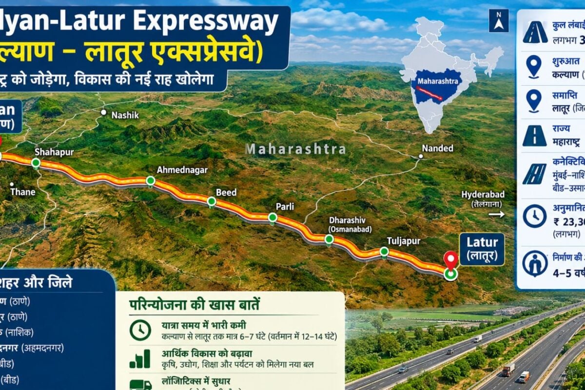 Kalyan-Latur Expressway : 8 किलोमीटर लंबी टनल वाला बनेगा एक्सप्रेसवे 11 के बजाय बस 5 घंटे में सफर पूरा