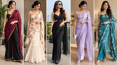साड़ी को पेटीकोट के बजाय पैंट, स्कर्ट या ड्रेस के साथ कैसे स्टाइल करें? (Image-AI generated)