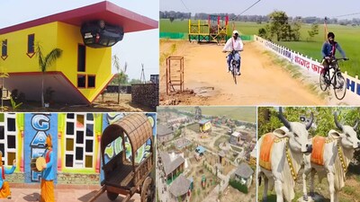Unique Farmhouse in Haryana : कुछ अलग करने का जज्बा हो तो मंजिल अपने आप मिल जाती है. हरियाणा के एक युवक ने कुछ इसी तरह का जज्बा दिखाते हुए उल्टा घर बना दिया. इस अनोखे फॉर्म हाउस में हवा में उड़ती साइकिल भी नजर आती है. सोफे-कार सब कुछ उल्टे लटके नजर आते हैं. इतना ही नहीं, यहां पर DJ प्रोग्राम और 50 तरह का खाना भी फ्री है. इस फॉर्म हाउस के कोने-कोने में राजस्थान-हरियाणा की संस्कृति की अनूठी झलक दिखाई पड़ती है. उल्टे घर वाला यह अनोखा फॉर्म हाउस कहां पर है, यहां 50 तरह के व्यंजन फ्री क्यों मिलते हैं, सोफे-कार के उल्टे लटके होने की पीछे की कहानी क्या है, आइये जानते हैं..........