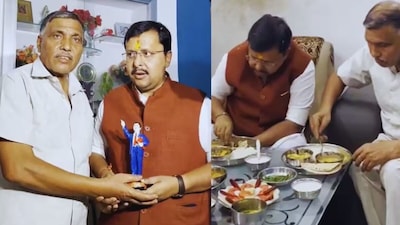 नितीन नवीन की खाना खाते हुए तस्वीर...
