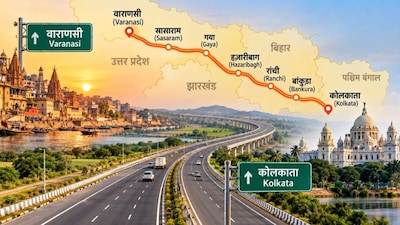 वाराणसी से कोलकाता जाने के लिए बना रहा ग्रीनफील्ड एक्सप्रेसवे. (एआई इमेज)
