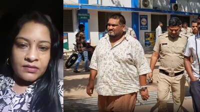 बीजेपी नेत्री अमिता बागरी के पति को पुलिस ले जाते हुए.