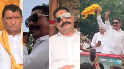 अनंत सिंह और अनुज सिंह खुली जीप में सवार होकर समर्थकों के लंबे काफिले के साथ नामांकन के लिए निकले.