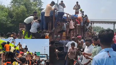  ग्रामीणों की भीड़ दुर्घटनाग्रस्त ट्रक के पास पहुंची और शराब की बोतलें लूटने लगी. 