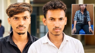 बाईं तरफ आरोपी यश और उसका दोस्त करण. इनसेट में पीड़िता