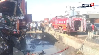 Bhilwara: Liquor Truck Catches Fire After Collision; Driver, Cleaner Rescued.