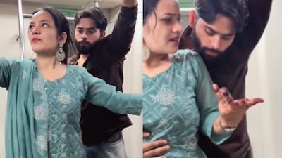 ये कपल लगातार दिल्ली मेट्रो में इस तरह की वीडियो बना रहा है. (Screengrab)