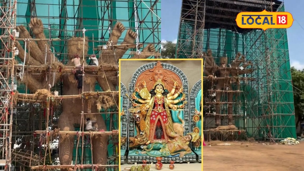 हैदराबाद में इस बार दिखेगा मां दुर्गा का विराट रूप चदरघाट में 70 फीट से अधिक ऊंची इको-फ्रेंडली प्रतिमा हो रही तैयार
