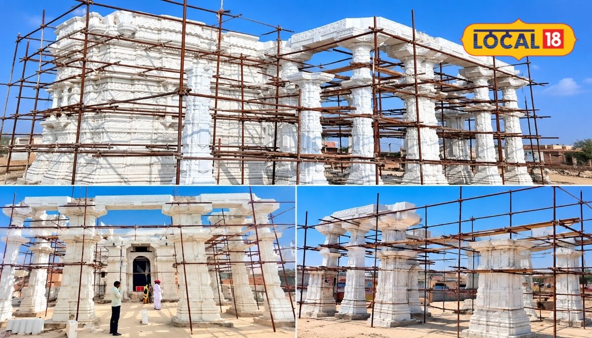Tejaji Temple in Nagaur's Kharnal: Construction underway using 99% calcium marble; structure guaranteed to resist yellowing and retain luster. Read full details.