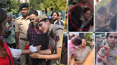 एक तरफ प्रदर्शनकारियों की देखभाल करतीं दिल्ली पुलिस की महिला कर्मी, वहीं दूसरी तरफ उन्हीं प्रदर्शनकारियों का शिकार बनते जवान.