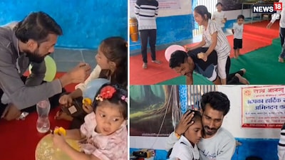 गांधी जयंती पर खंडवा जेल में अपने बच्चों से मिलते बंदी.  