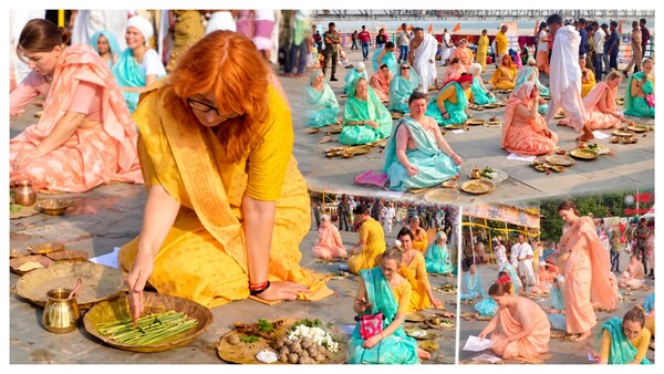 विदेशी महिलाओं ने गयाजी में किया पिंडदान, संस्कृत मंत्रों का पाठ.