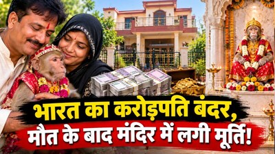 भारत का करोड़पति बंदर, मौत के बाद मंदिर में लगी मूर्ति ( Ai Generated Image)