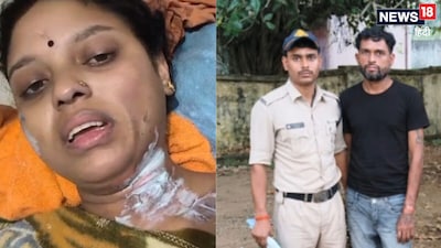 अस्पताल में भर्ती पत्नी और गिरफ्तार आरोपी पति. 