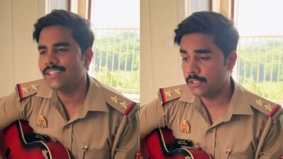यूपी पुलिस सब इंस्पेक्टर ने गाया छलरे छलरे वाल गाना(फोटो: Instagram-@sub_inspector_nishantmishra)