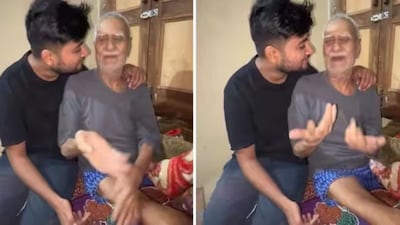 Grandpa Jumps Up at Grandson's Voice: Viral Video of Heartwarming Reunion!