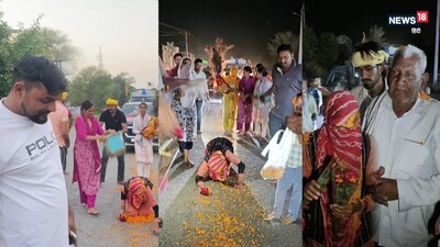 हरियाणा के झज्जर जिले की रेणु हरिवंशी बाबा श्याम के दर्शन के लिए 273 किलोमीटर की दंडवत यात्रा कर रही हैं