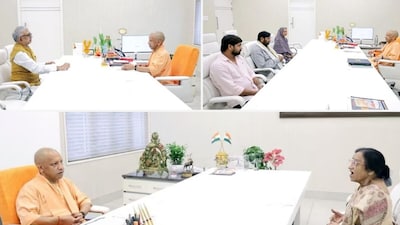 मुख्यमंथी योगी आदित्यनाथ ने गंगाचरण राजपूत, रीता बहुगुणा जोशी और कौशल किशोर के परिवार से मुलाकात की.